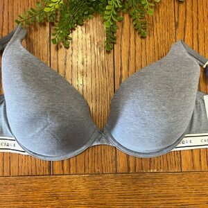 cacique cotton boost plunge bra 38H blue NWT